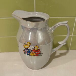 Vintage Ceramic Pitcher with Easter Chick Design